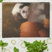 Shih Tzu Welppy Autumn Delight Pumpkin Geschirrtuch (Gefaltet)