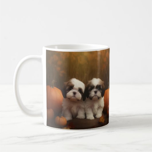 Shih Tzu Welppy Autumn Delight Pumpkin Kaffeetasse (Links)