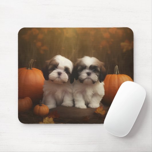 Shih Tzu Welppy Autumn Delight Pumpkin Mousepad (Mit Mouse)
