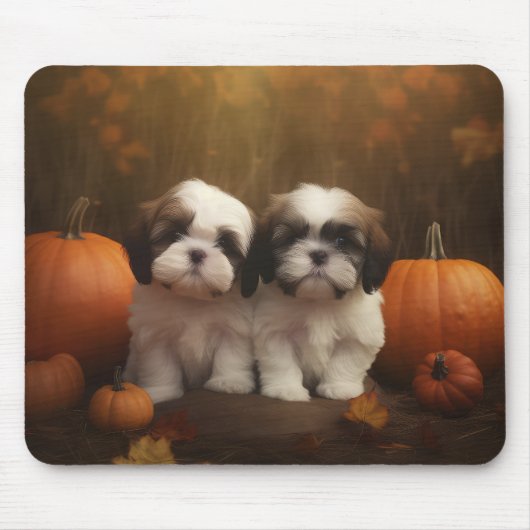 Shih Tzu Welppy Autumn Delight Pumpkin Mousepad (Vorne)