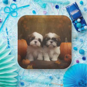 Shih Tzu Welppy Autumn Delight Pumpkin Pappteller