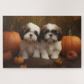 Shih Tzu Welppy Autumn Delight Pumpkin Puzzle (Horizontal)
