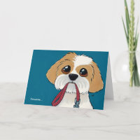 Shih Tzu Welppy mit Lead | Dankeskarte