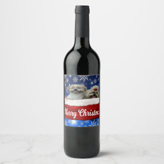 Shih tzu Wine Bottle, Christmas Weinetikett