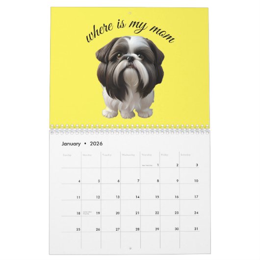 Shih Tzu - Wo ist meine Mama Kalender (Jan 2026)