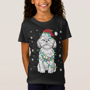 Shih Tzu wrapped in Christmas Lights Dog T-Shirt