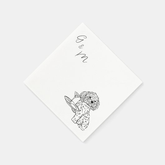 Shih Tzu zeichne mit Martini Cocktail Napkins Serviette (Ecke)