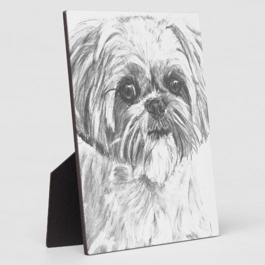 Shih Tzu Zeichnend Fotoplatte (Seite)