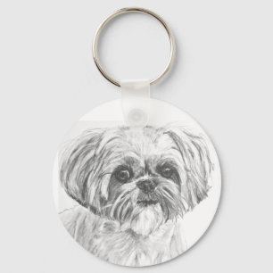 Shih Tzu Zeichnend Schlüsselanhänger