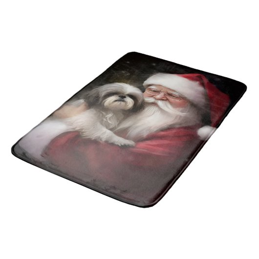 Shih Tzu zu Weihnachten Badematte (Schrägansicht)