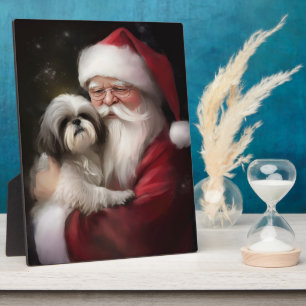 Shih Tzu zu Weihnachten Fotoplatte
