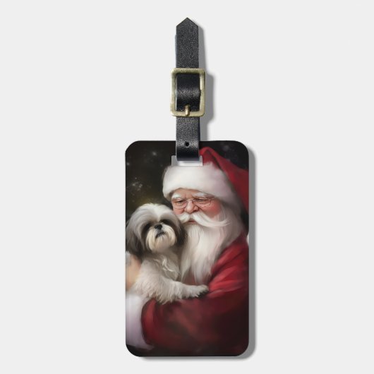 Shih Tzu zu Weihnachten Gepäckanhänger (Vorderseite vertikal)