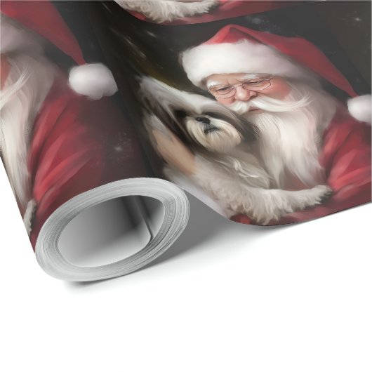 Shih Tzu zu Weihnachten Geschenkpapier (Rolleneckpunkt)