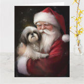 Shih Tzu zu Weihnachten Karte (Gelbe Blume)