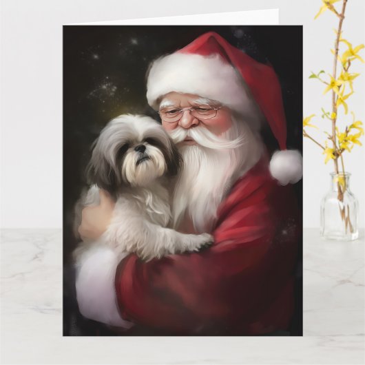 Shih Tzu zu Weihnachten Karte (Gelbe Blume)