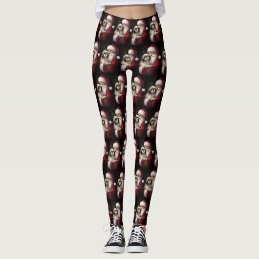 Shih Tzu zu Weihnachten Leggings (Vorderseite)