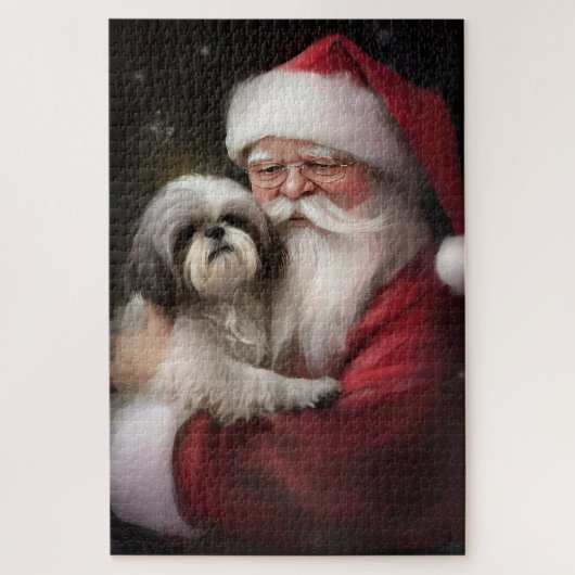 Shih Tzu zu Weihnachten Puzzle (Vertikal)