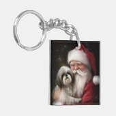 Shih Tzu zu Weihnachten Schlüsselanhänger (Vorderseite links)