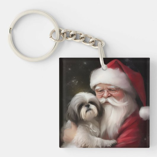 Shih Tzu zu Weihnachten Schlüsselanhänger (Vorderseite)