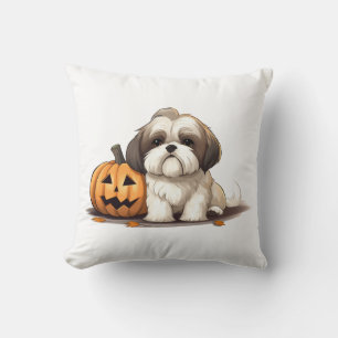 Shih Tzu zum Thema Halloween-Tag Kissen