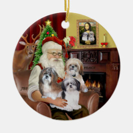 Shih Tzus des Weihnachtsmanns (DREI) Keramikornament