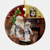 Shih Tzus des Weihnachtsmanns (DREI) Keramikornament (Hinten)