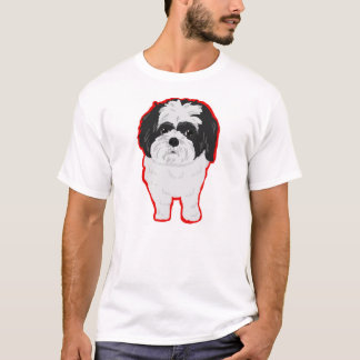 Shih--TzuT-Shirt-Front und Hintern, umrissen T-Shirt