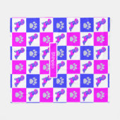 Shihpoo Dog & Paw Hot Pink und Blue Fleece Blanket (Vorderseite (Horizontal))