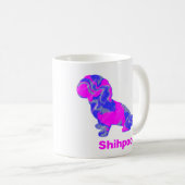 Shihpoo Dog Silhouette Crazy Hot Pink Kaffeetasse (VorderseiteRechts)