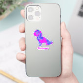 Shihpoo Dog Silhouette Crazy Hot Pink Sticker (Telefon)