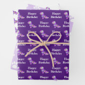 Shihpoo Dog Silhouette Lila Happy Birthday Geschenkpapier Set (Beispiel)