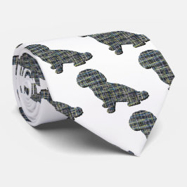 Shihpoo Hund Silhouette Gelb & Schwarz Gitter Weiß Krawatte