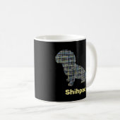 Shihpoo Hund Silhouette Gelb- und Schwarzgitterlin Kaffeetasse (VorderseiteRechts)