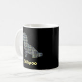 Shihpoo Hund Silhouette Gelb- und Schwarzgitterlin Kaffeetasse (Vorderseite Links)