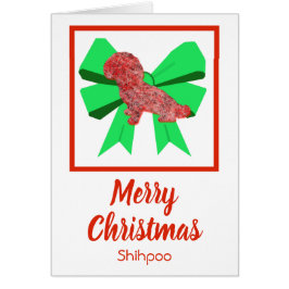 Shihpoo Niedlicher Weihnachtshund & Green Bow Card