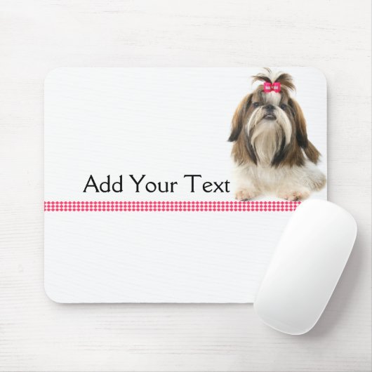 ShihTsu mit rosa Bogen auf rosa Diamantgrenze Mousepad (Mit Mouse)