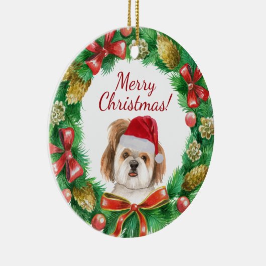 Shihtzu Dog Frohe Weihnachten Keramik Ornament (Rechts)