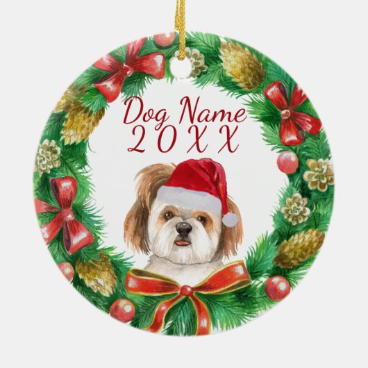 Shihtzu Dog Frohe Weihnachten Keramik Ornament (Hinten)