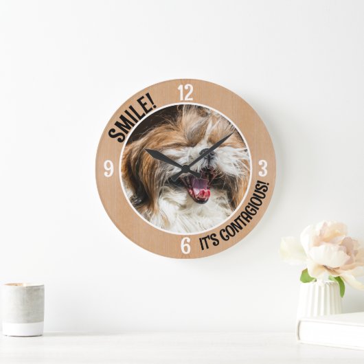 Shihtzu lacht und lächelt, es ist ansteckender, ei große wanduhr (Zuhause)