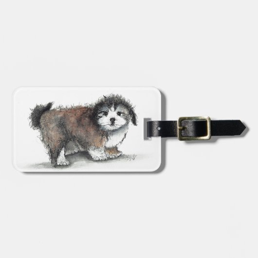 Shihtzu Puppy Dog, Pet Gepäckanhänger (Vorderseite horizontal)