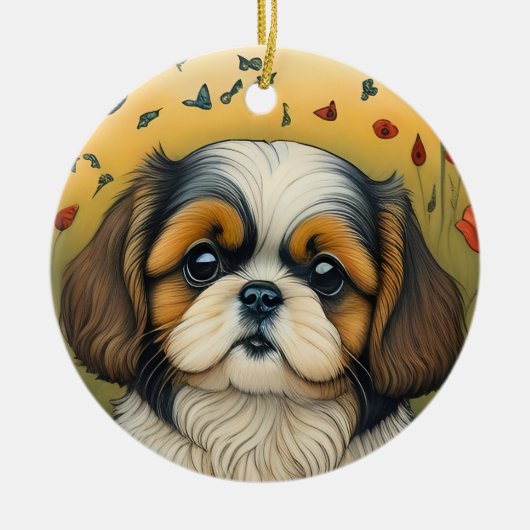 Shihtzu Welpengeschenk Keramik Ornament (Vorne)