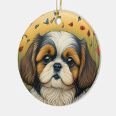 Shihtzu Welpengeschenk Keramik Ornament (Links)