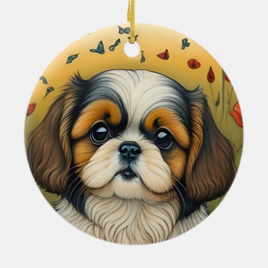 Shihtzu Welpengeschenk Keramik Ornament (Hinten)