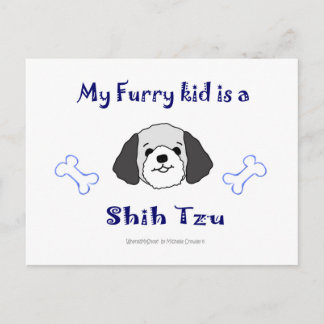 ShihTzuGreyWhite Postkarte