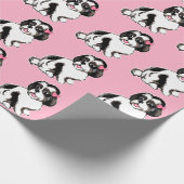 Shii Tzu Puppies Muster rosa Wrapping Paper Geschenkpapier (Ecke)