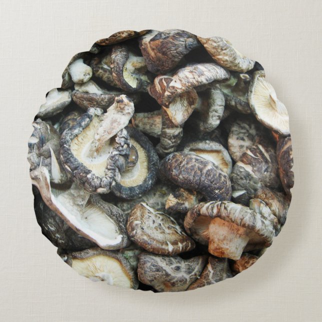 Shiitake Mushrooms Rundes Kissen (Vorderseite)