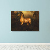 Shikoba Buckskin Pferd Stretched Canvas Print Leinwanddruck (Insitu (Holzboden))