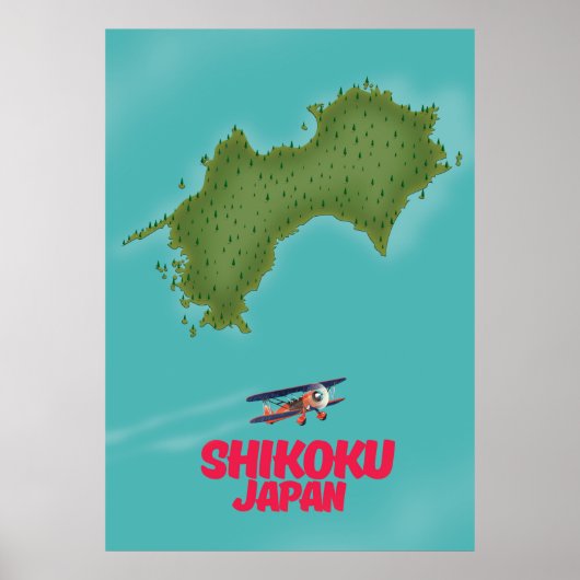 Shikoku Japan-Karte Poster (Vorne)