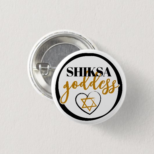 Shiksa Goddess Girly Script Funny Jewish Button (Vorne & Hinten)