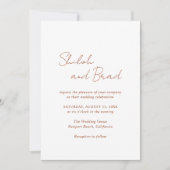 Shiloh Copper Moderne elegante Hochzeit Einladung (Vorderseite)